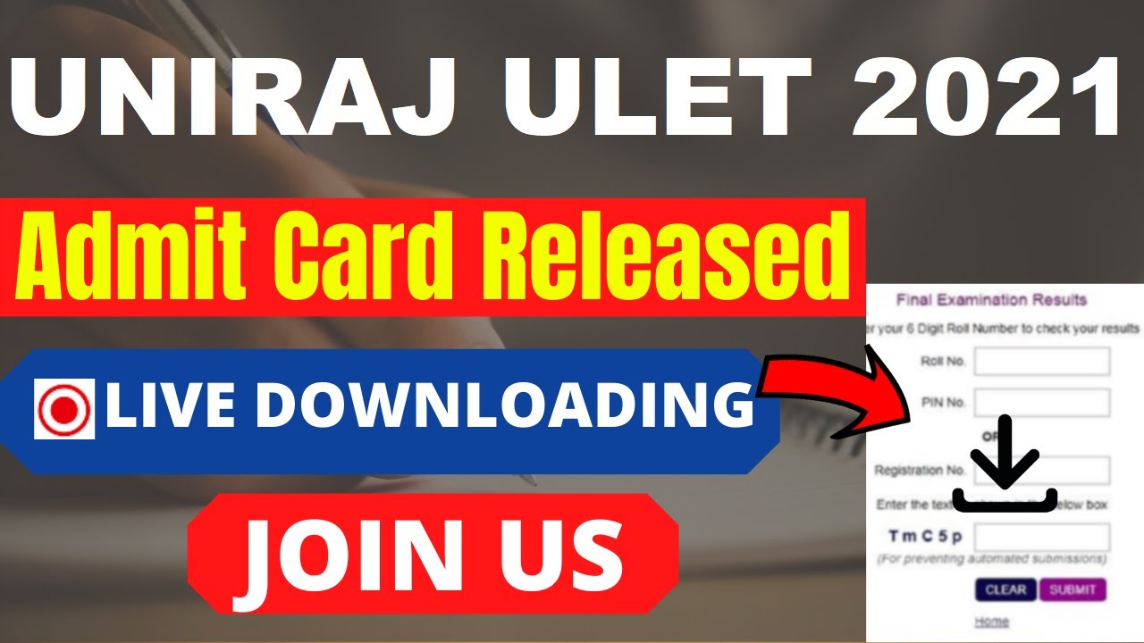 UNIRAJ ULET Admit Card 2021 (Released) &ndash; Download RU ULET 2021 Hall Ticket Here