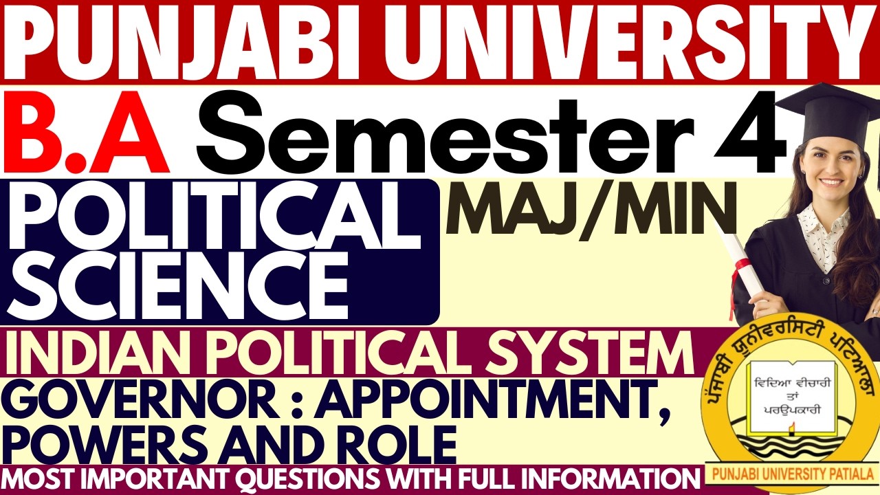 Governor Appointment Powers and Role | BA Sem 4 Political Science | Political Science BA Semester 4