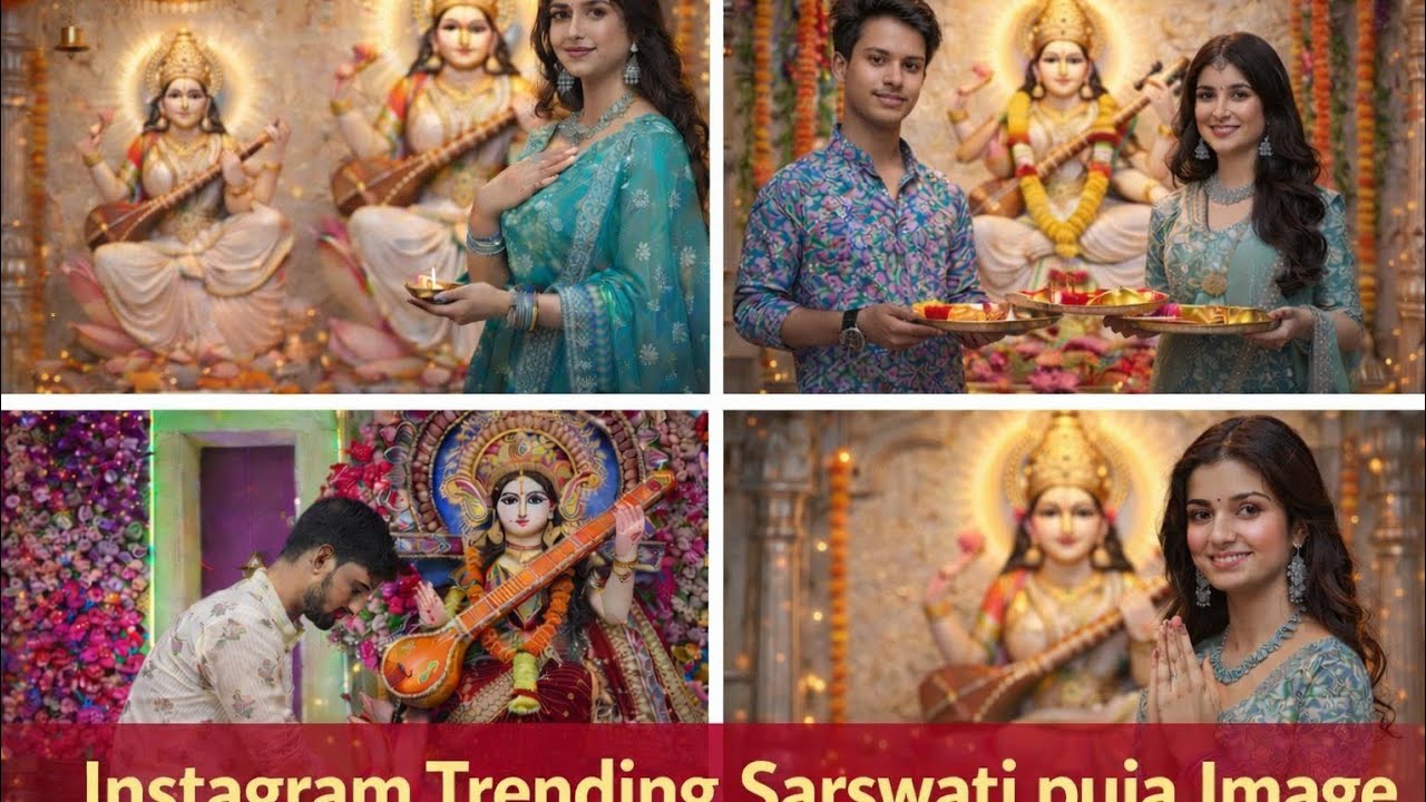 Trending Instagram Sarswati puja Image Editing Prompt । Sarswati puja Image Editing In Gemini 