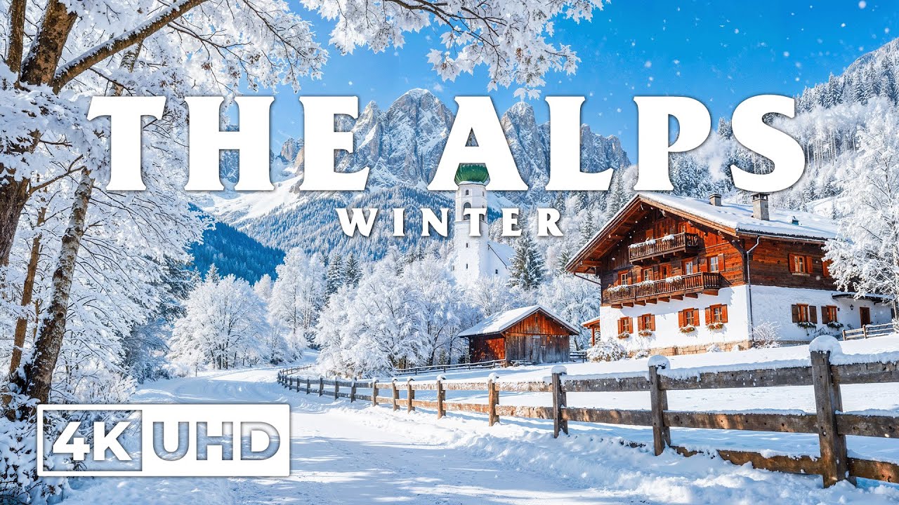 The Alps Winter 4K Aerial Film ❄️ Snowy Peaks, Frozen Valleys & Majestic Alpine Views