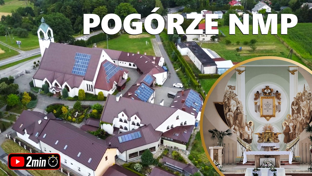 Pogórze z lotu ptaka! ⛪ Parafia NMP, piękne wnętrza i Ośrodek Rekolekcyjny | DRON 4K
