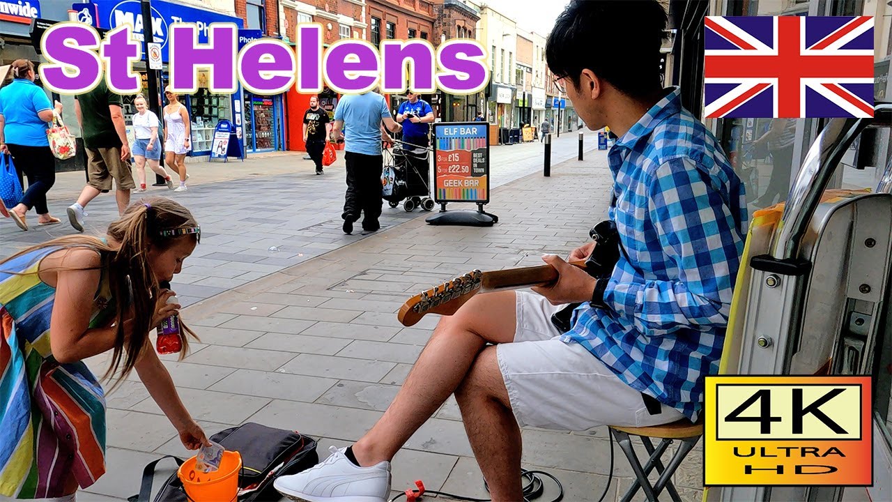 Busking in St Helens / 2022 / Merseyside / Jimi Hendrix / street musician / uk / 日本人ギタリスト / 4K /