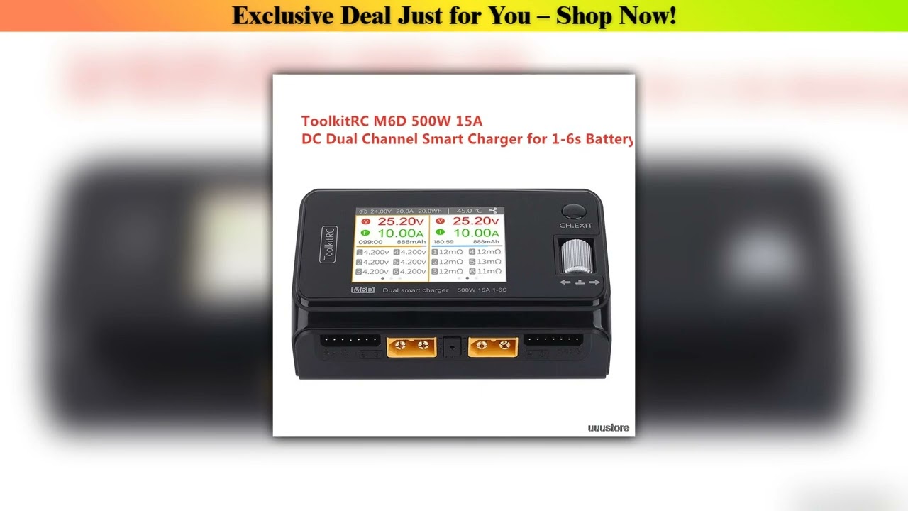 ToolkitRC M6D V3 500W 15A DC Dual Channel MINI Smart Charger Discharger For 16S Lipo Battery FPV