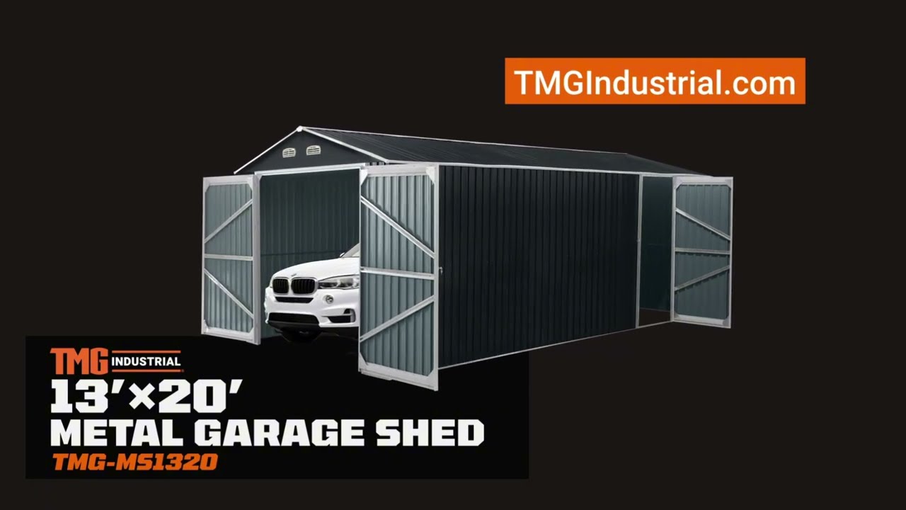 13&rsquo; x 20&rsquo; Metal Garage Shed with Double Front Doors, 7&rsquo;9