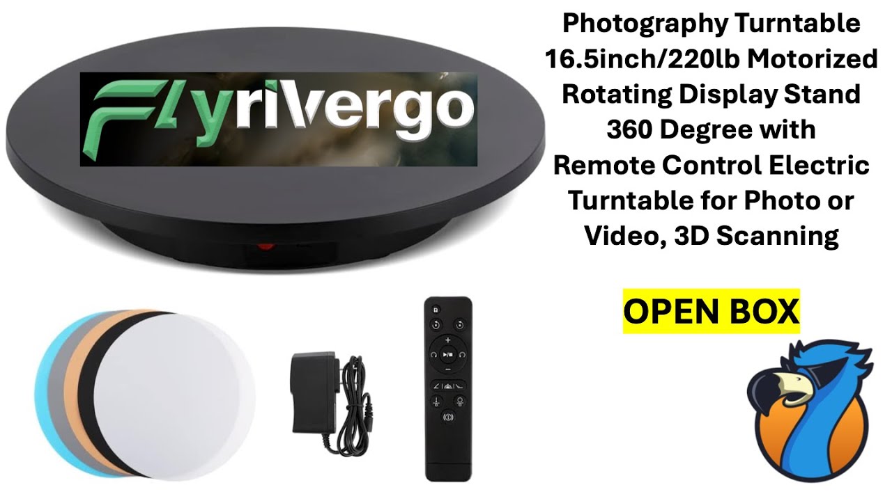 Flyrivergo Photography Turntable 16.5 inch 220 lb Motorized Rotating Display Stand 360 Degree Remote