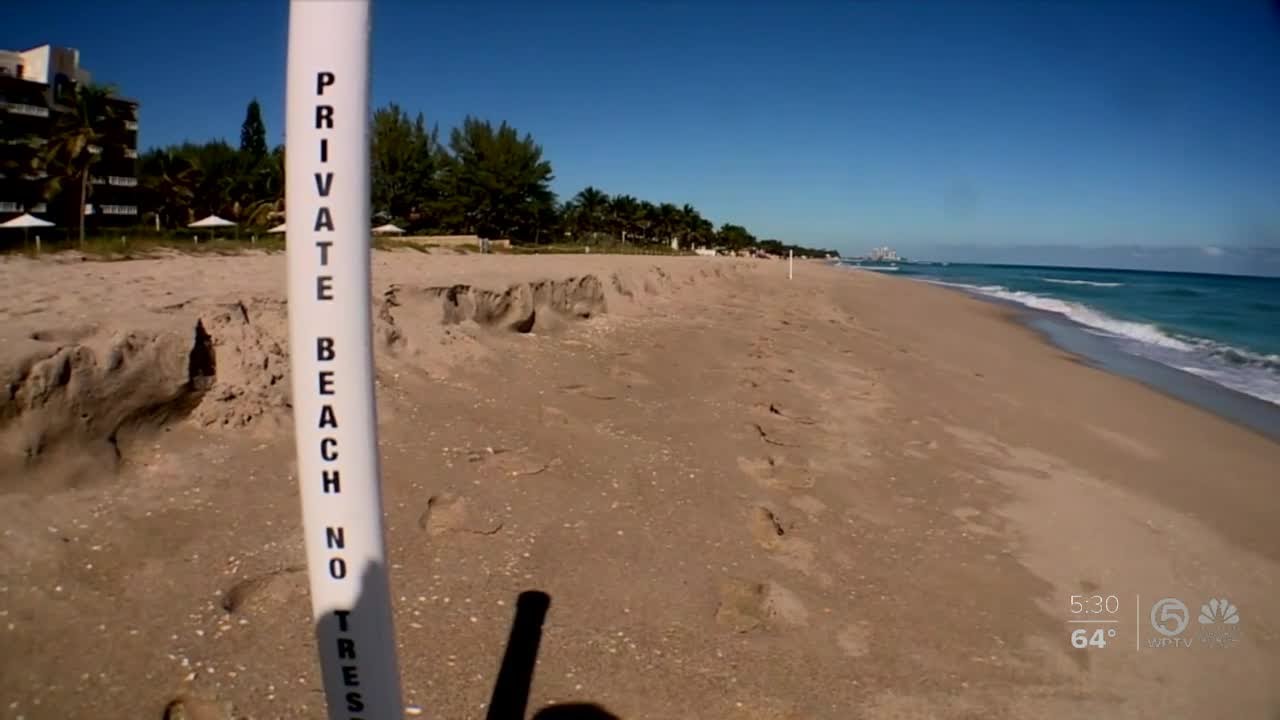 'No trespassing' poles spark beach access debate
