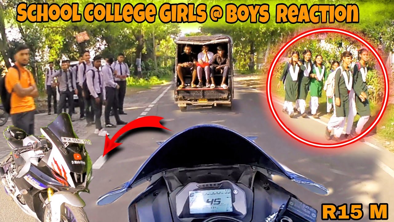 School 🥰College Girls @Boys Reaction 👀In R15 M D Moto Vlog #college #school #reaction #r15m