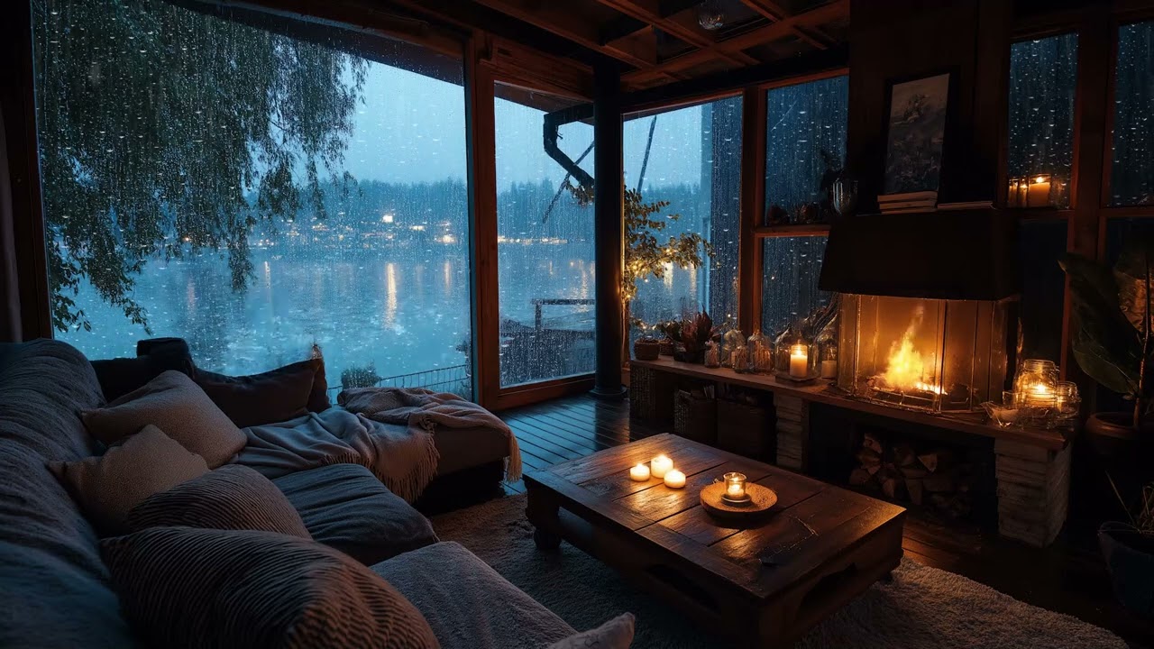 Rainy Window Sounds ❄️ Calm Fireplace ASMR for Sleep & Focus (3 Hours)