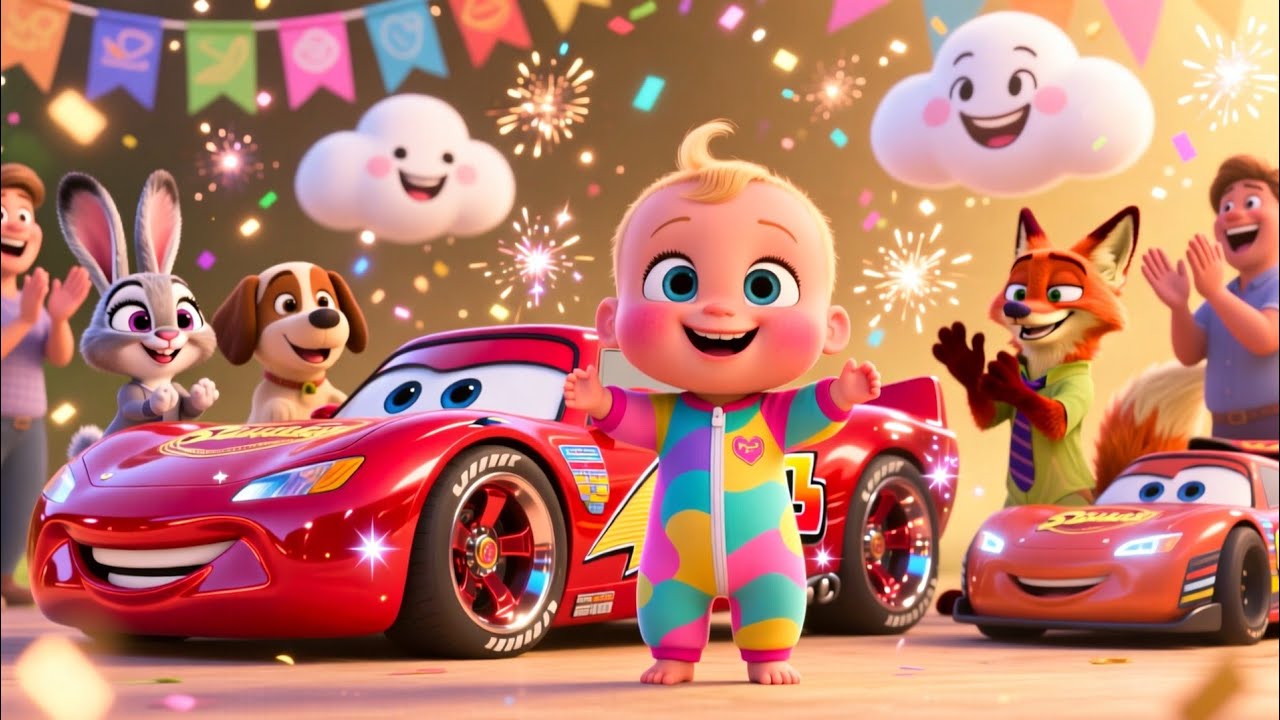 Zoom Zoom Race Car | Fun Baby Rhyme for Toddlers | Learn 123 & Colors