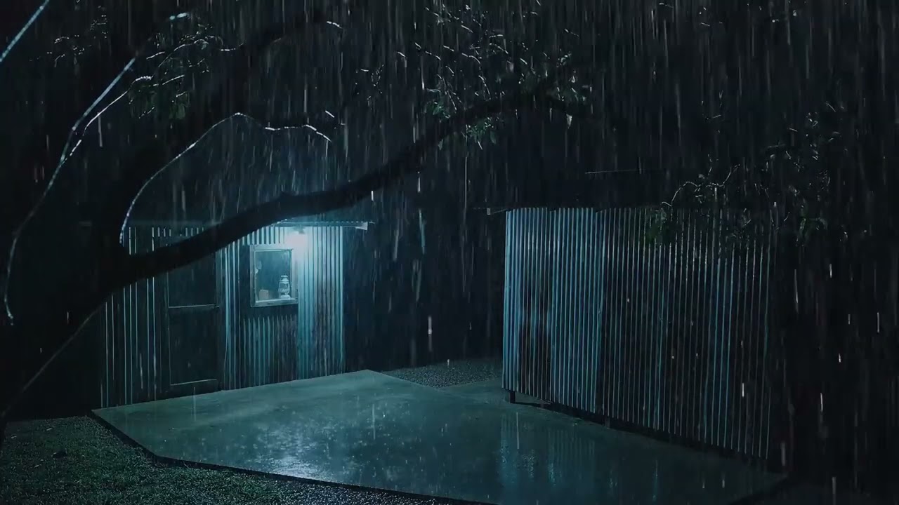 Fall Asleep Instantly — Torrential Rain & Loud Thunder on Tin Roof at Night