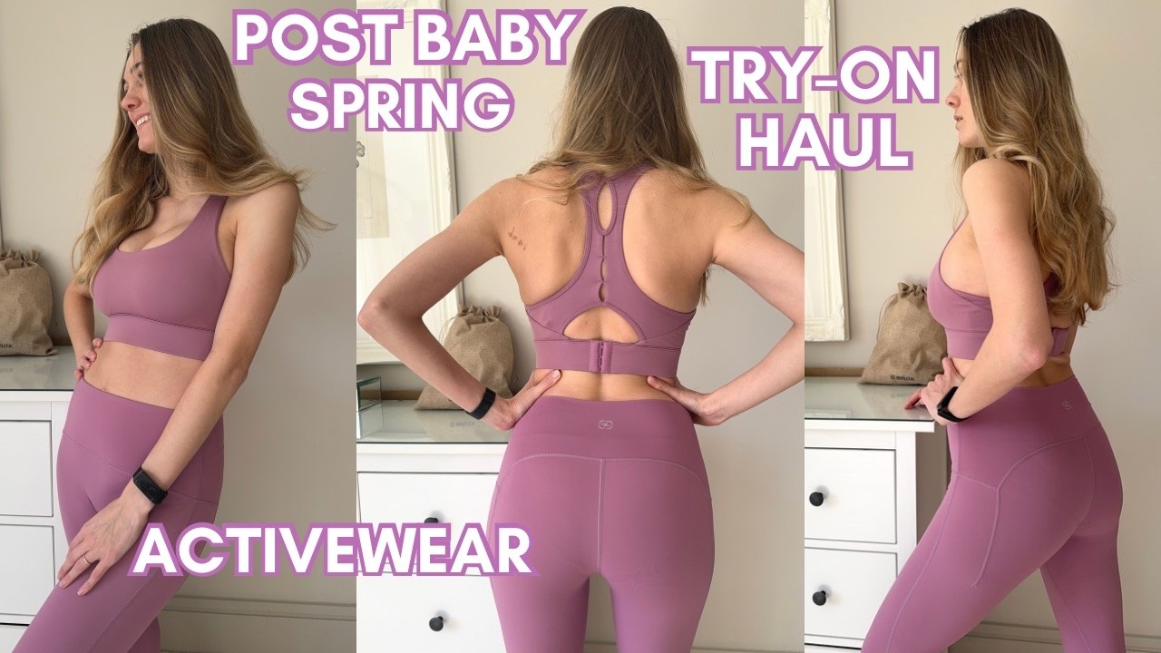 Spring Activewear try-on HAUL | Berlook | 7 Weeks Postpartum supportive fits, leggings, tennis dress