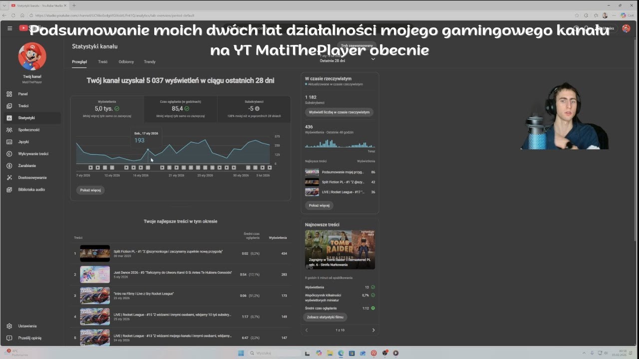 Podsumowanie moich dwóch lat działalności mojego gamingowego kanału na YT MatiThePlayer obecnie