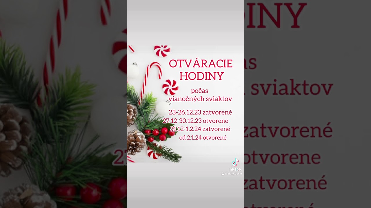 Otv&aacute;racie hodiny počas tohtoročn&yacute;ch sviatkov.🙂🎄❤️🥂. #zvolen #fyp #zvolenskaslatina #ocova #detva