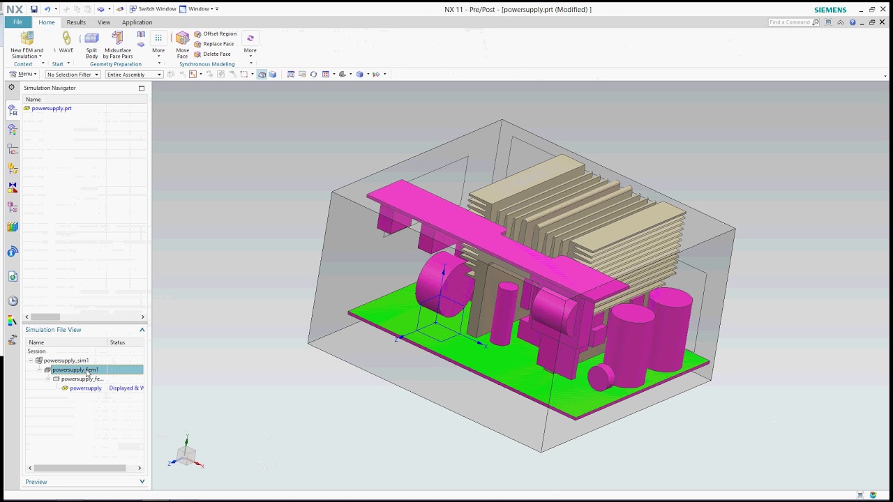 Coupled thermal and flow analysis of a power supply