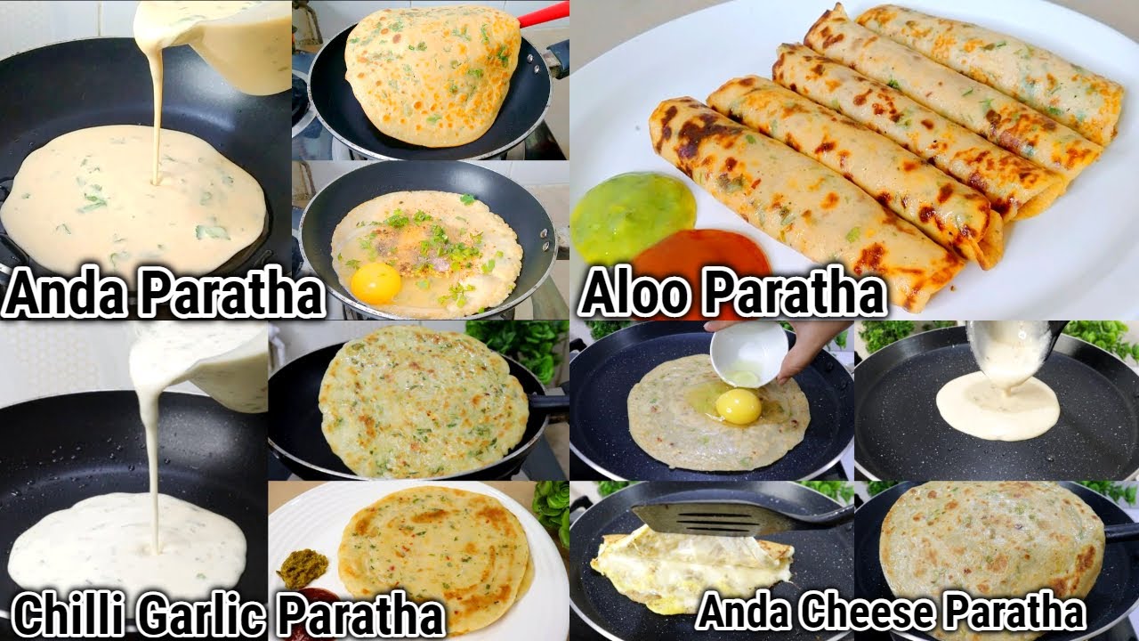 4 Paratha Recipes With Liquid Dough | No Rolling No Kneading Paratha Recipe | Quick & Easy Breakfast