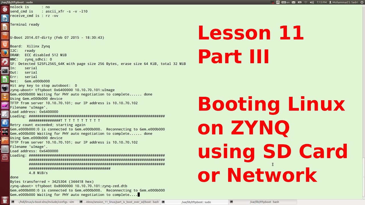 ZYNQ Training - Session 11 - part III - Booting Linux on ZYNQ using SD Card or Network