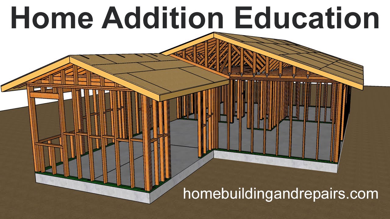 Gable Roof Framing Home Addition Tutorial - Connecting New Roof To Existing House