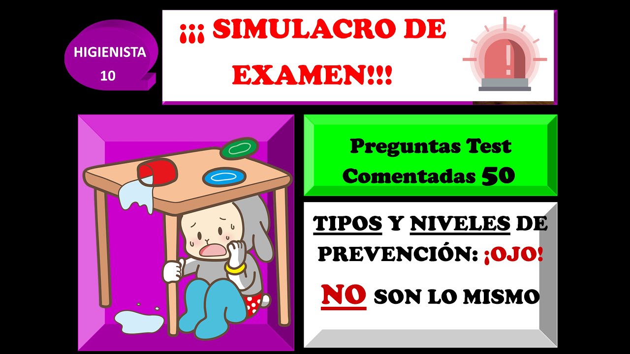 ¡¡¡ SIMULACRO DE EXAMEN !!!. TIPOS Y NIVELES DE PREVENCIÓN. PREGUNTAS TEST COMENTADAS 50.
