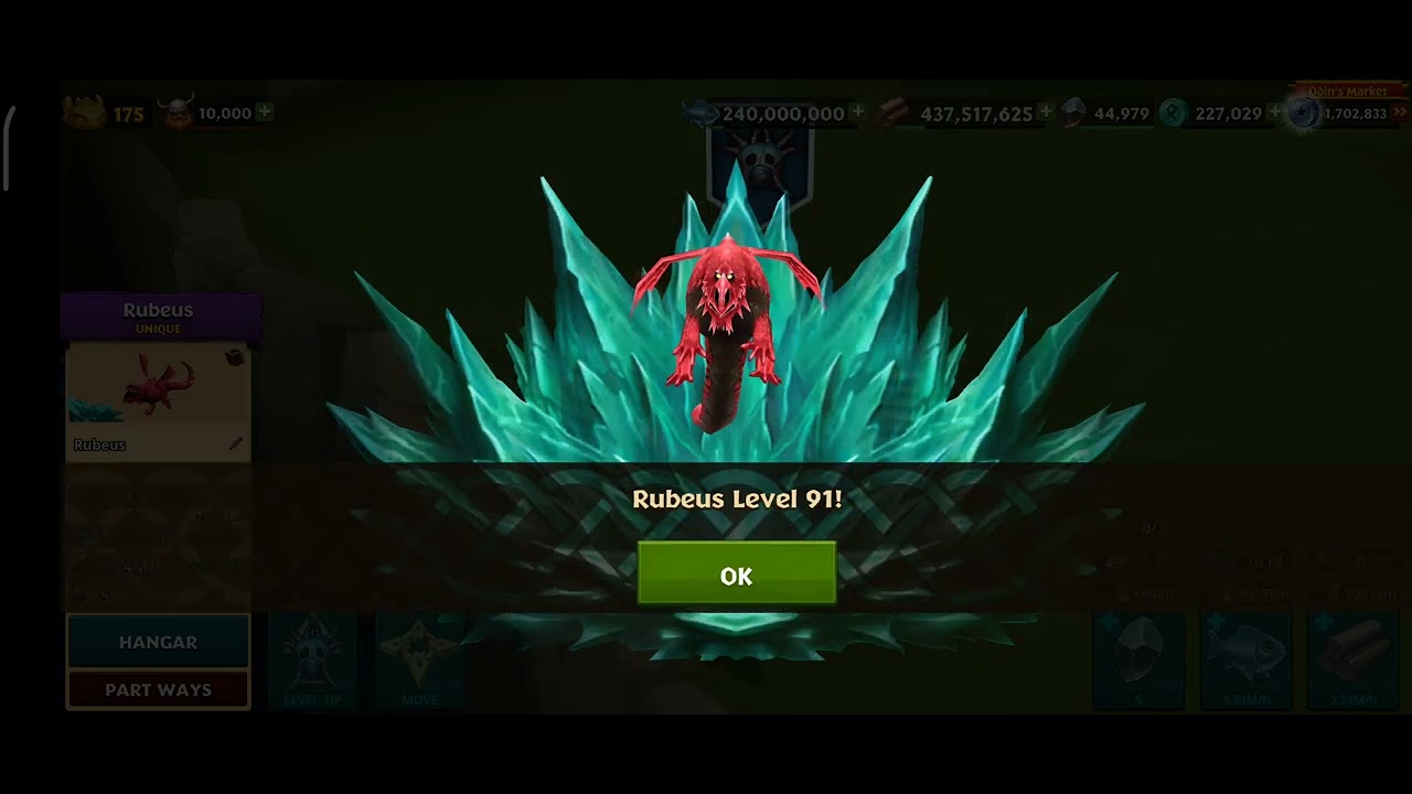 Dragons : Rise of Berk - Leveled 135 Unique Dragon Rubeus Titan