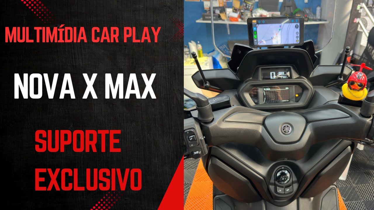 Multimídia Na Nova X Max 250c, com um suporte exclusivo e com engate fixo feito na impressora 3D !!