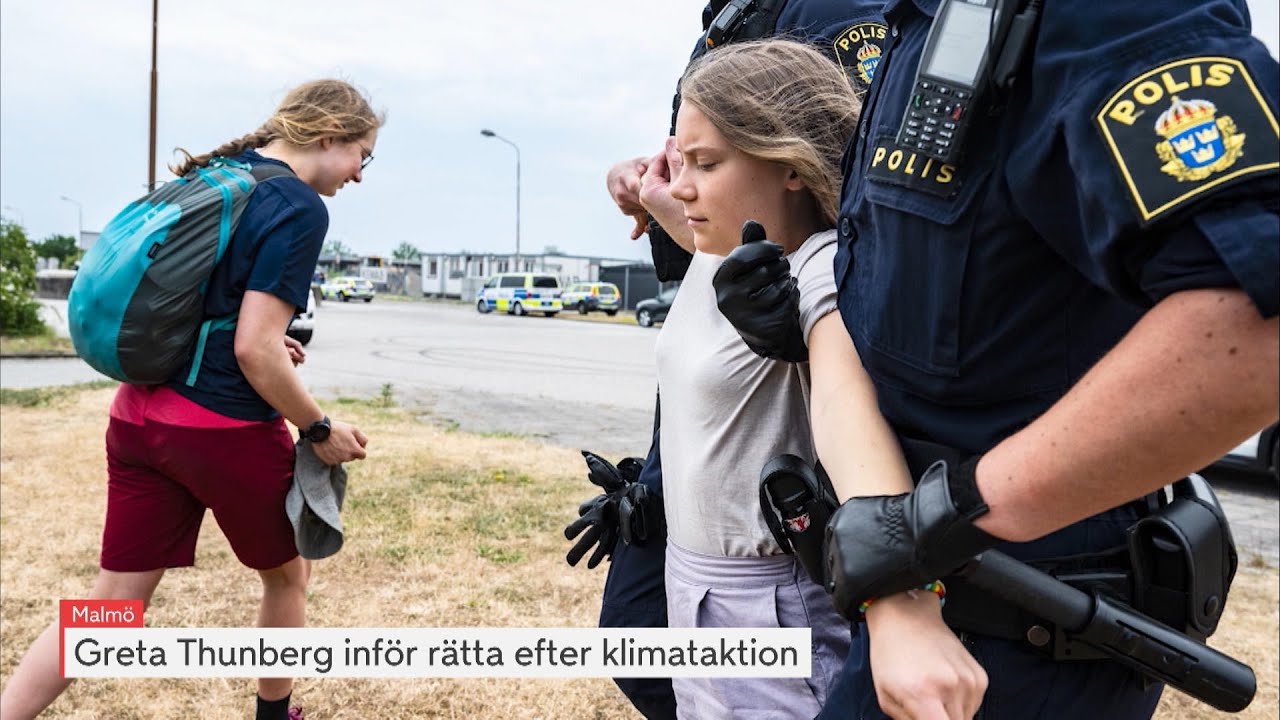 Greta Thunberg inför rätta efter klimataktion | TV4 Nyheterna | TV4 & TV4 Play