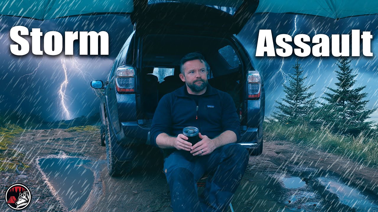 Wilderness Camping During a Severe Thunderstorm - Heavy Rain Camping