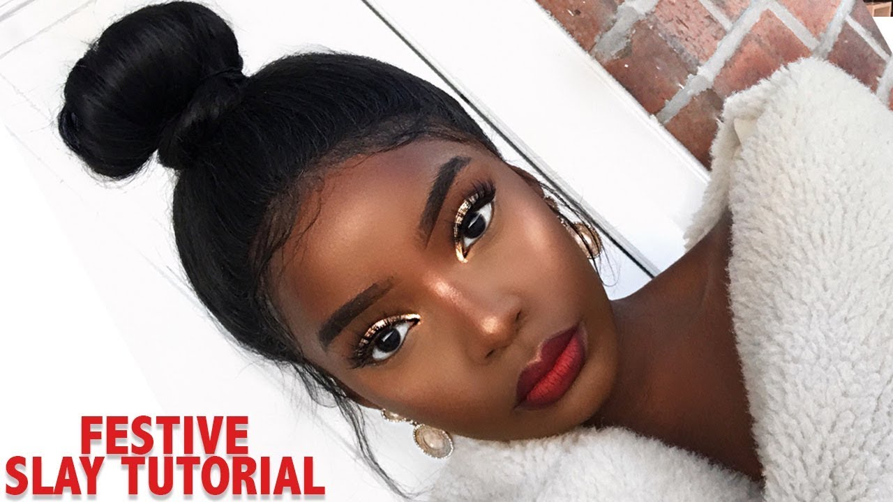 GRWM: CHRISTMAS MAKEUP! SANTA IS SHAKINGGG - TUTORIAL DARK SKIN / WOC friendly