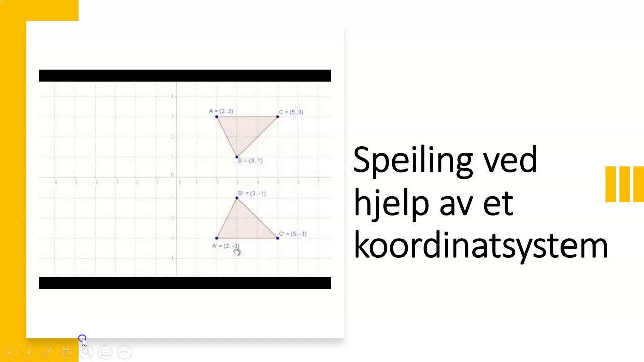 Speiling ved hjelp av et koordinatsystem i GeoGebra
