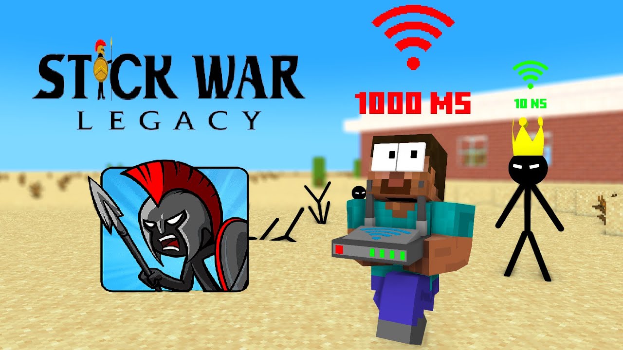 HEROBRINE 1000 PING + STICK WAR LEGACY CHALLENGE - MINECRAFT
