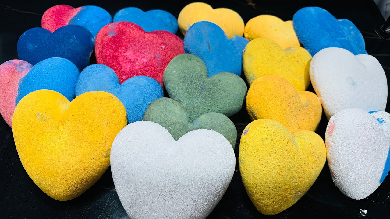 Heart Shape Dyed Chalk ASMR Crush | Oddly Satisfying ASMR