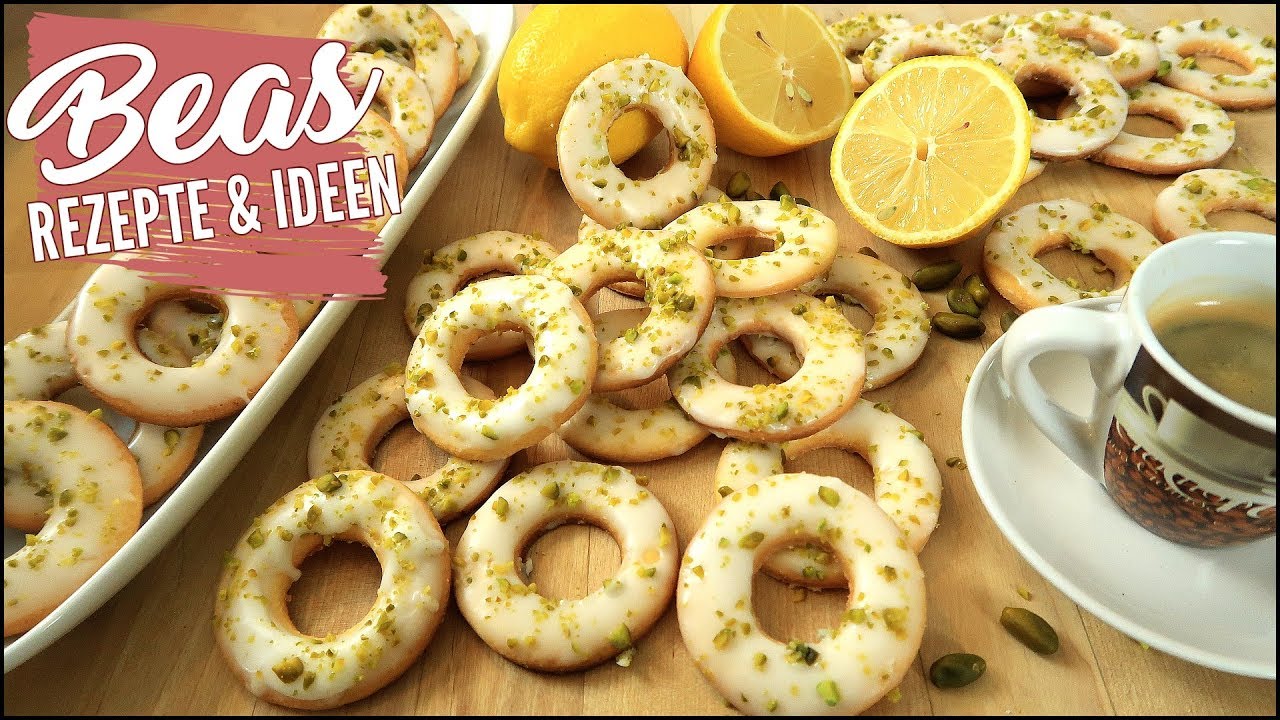 Zitronenringe Rezept | Kaffeeplätzchen mit Zitrone und Pistazien backen | Lecker Kekse