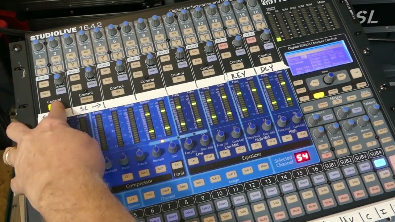How to add reverb to monitors on a Presonus 16.4.2