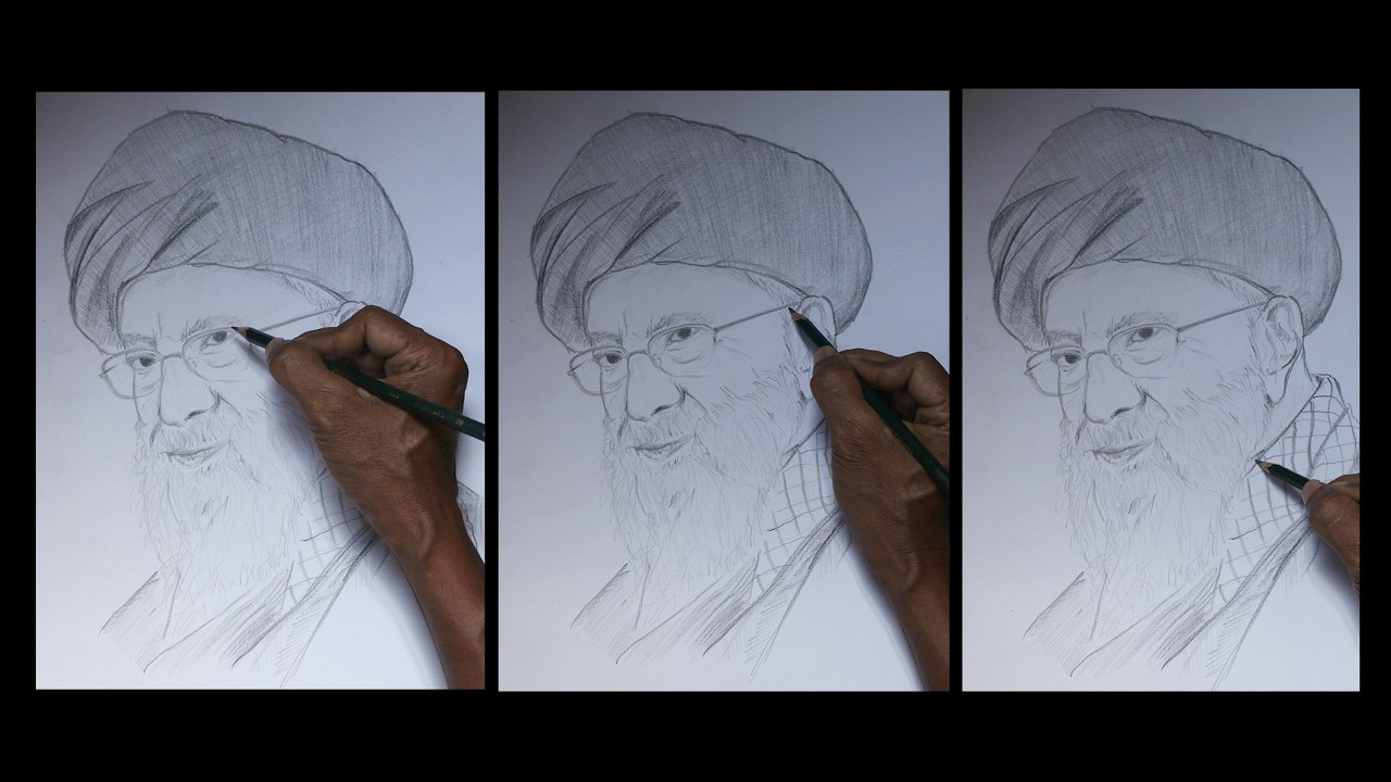 Sketching the face of Iranian leader Ayatollah Ali Khamenei. Here's how I did it.