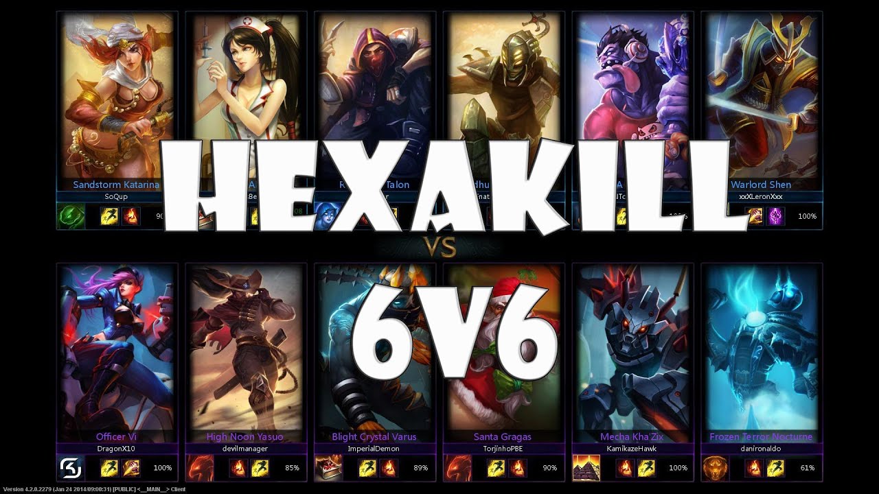 Hexakill Mode Full Gameplay (Akali) - New League of Legends Game Mode