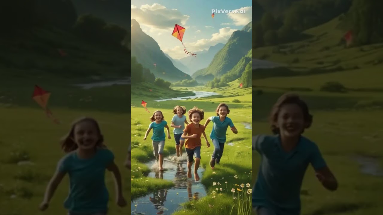 Free Kids Running in Nature! Pure Joy & Adventure | Leonardo AI & Pixverse