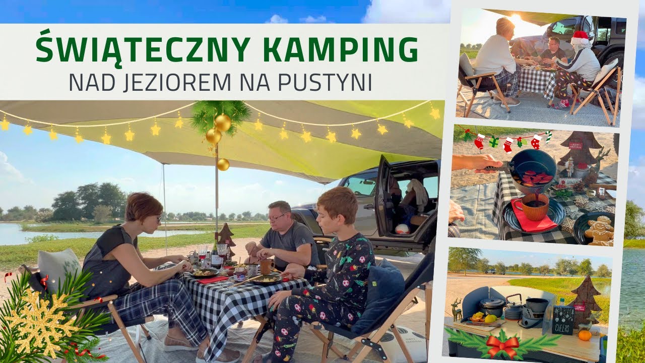 Magiczne Święta na Pustyni nad Jeziorem✨#ŚwiętaNaPustyni #MagiaŚwiąt #KampingŚwiąteczny #dubaj