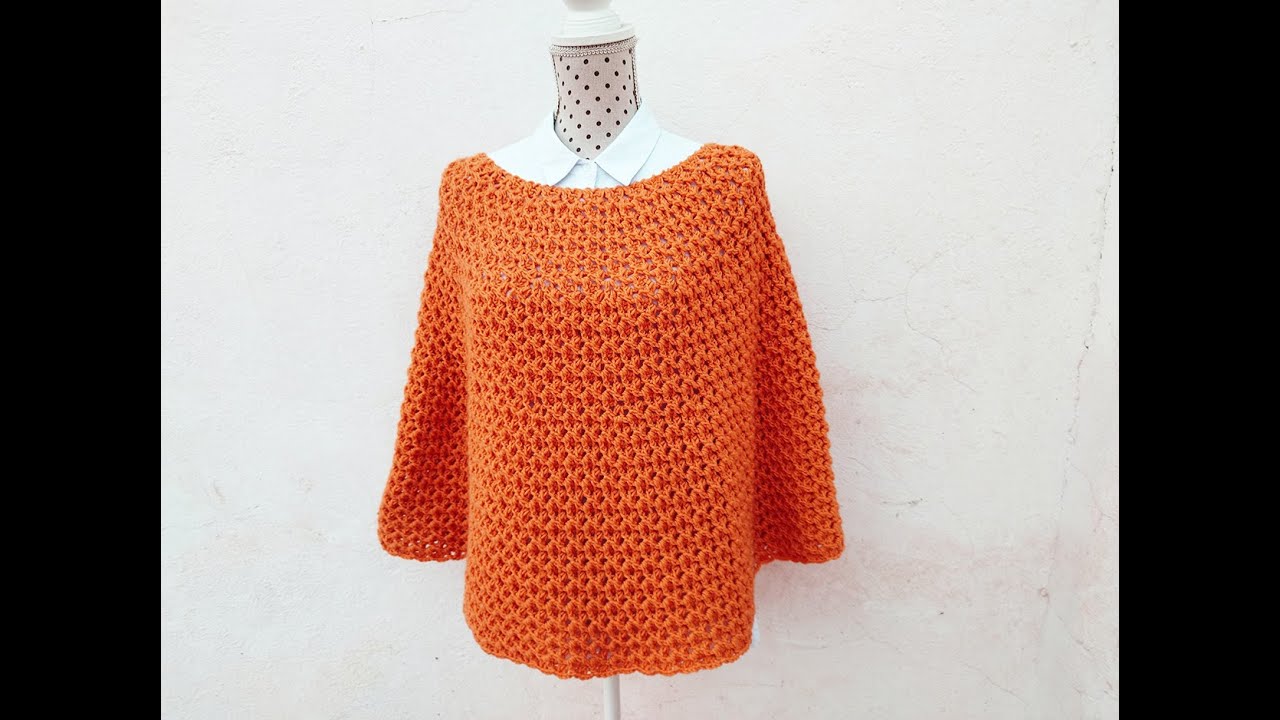 Very easy pattern poncho Autumn to crochet just repeating a stitch