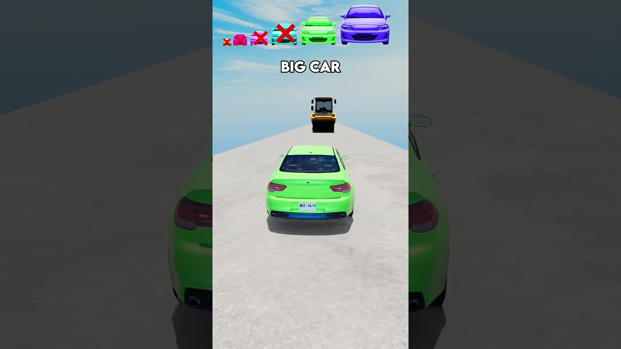 Big & Small Cars vs Road Roller - BeamNG.Drive