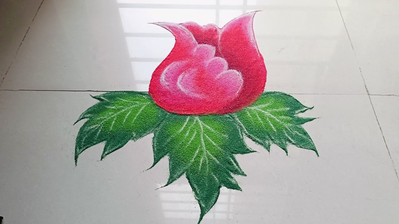 Flower Rangoli Designs | Very Easy Flower Rangoli with Colour Seding Rangoli 