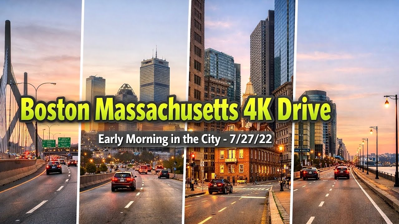 🚘 Boston Masschusetts 4K Drive | Early  Morning in the City - 7/27/22