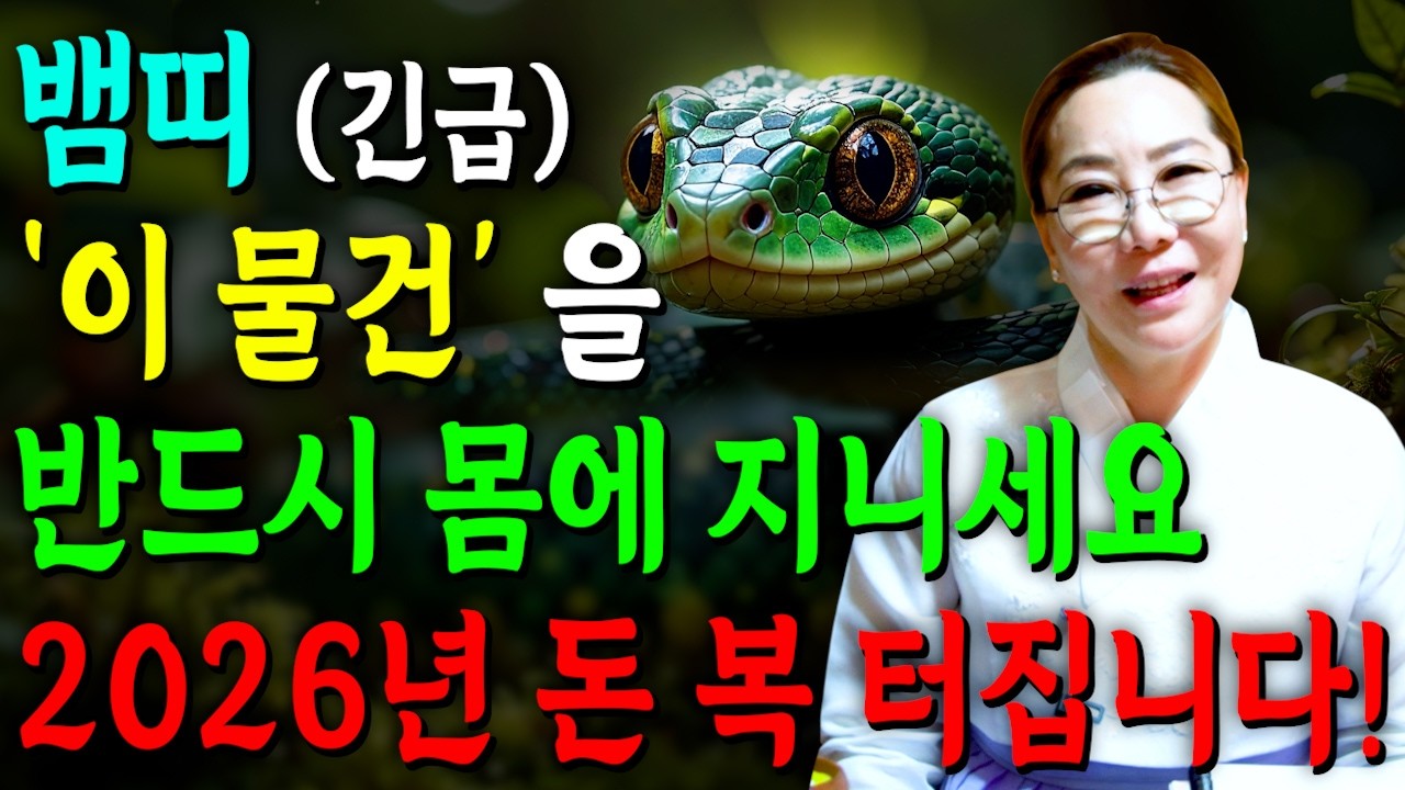 [뱀띠운세] 2026년 뱀띠운세 올해 몸에 '이것'을 지니고 다니면 금전운이 발복해 순식간에 부자가 됩니다! 53년생 65년생 77년생 89년생 뱀띠운세