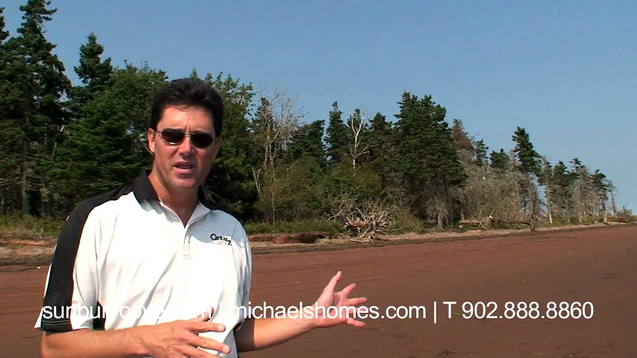 Prince Edward Island: explanation of tides and a view of low tide on the south shore of PEI