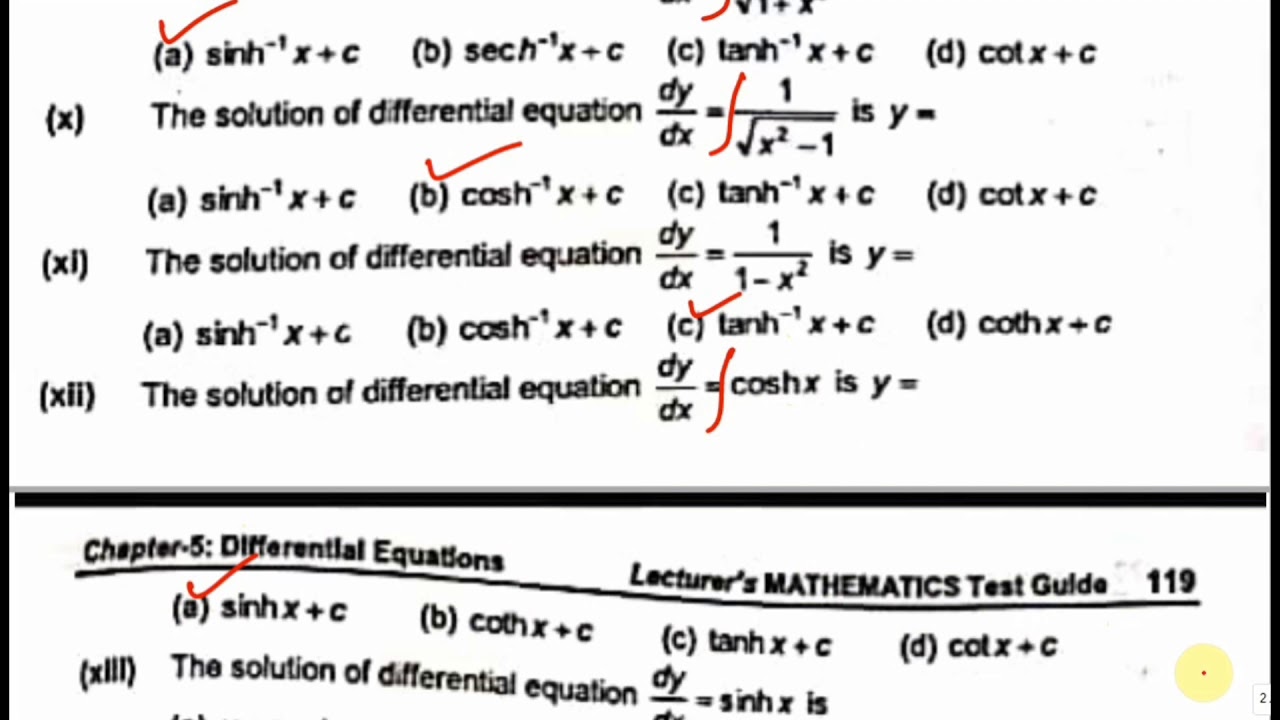 Ordinary differential equations MCQs | Part 1 | ODEs MCQs | Important MCQ for ODEs
