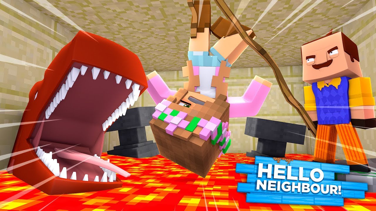 МАЛЕНЬКУЮ КЕЛЛИ КОРМИТ АКУЛА-ЛАВА! Minecraft Hello Neighbor