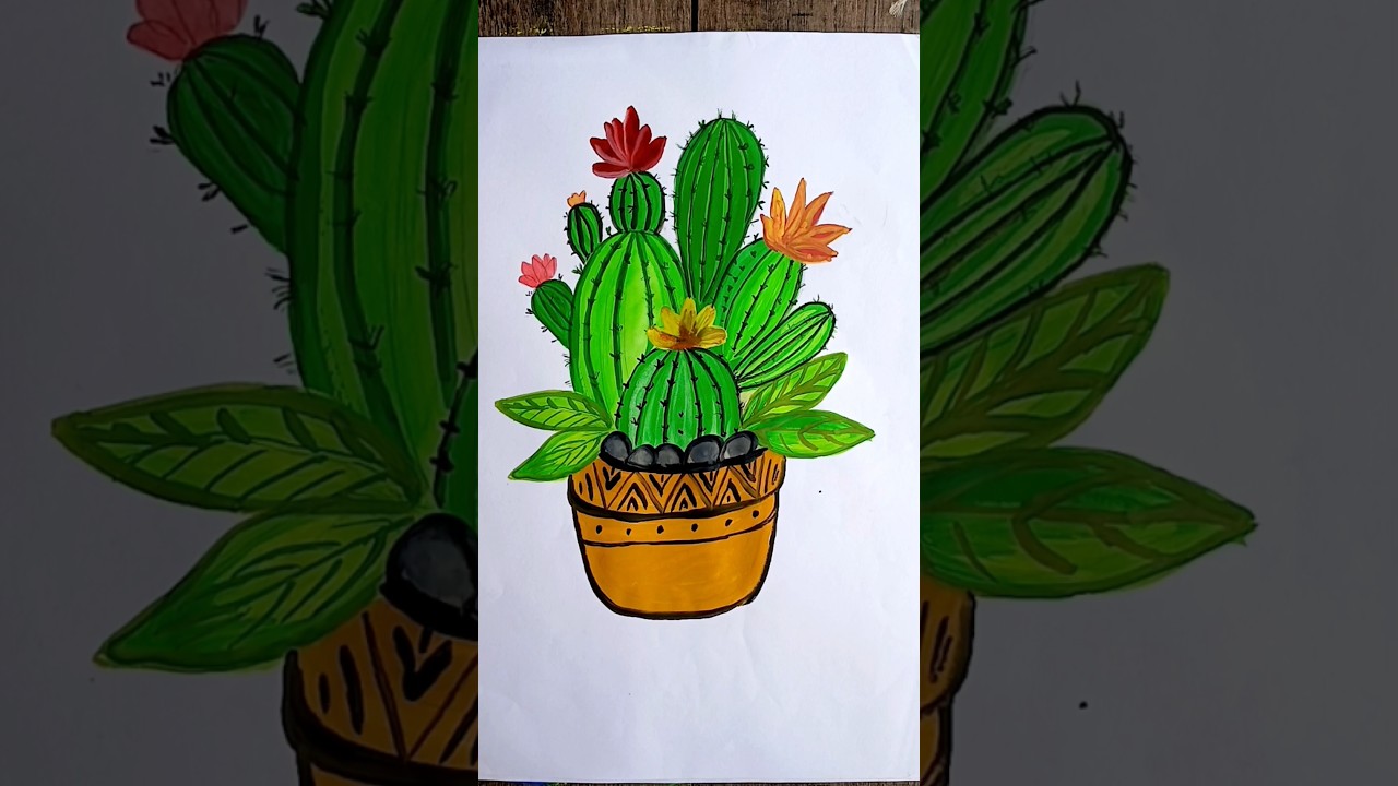 How to draw Cactus painting 