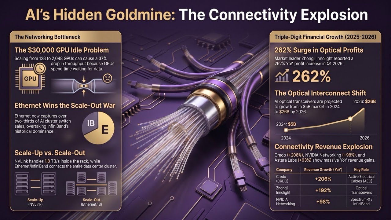 AI Networking Is Exploding: $30,000 GPUs Sit Idle While Interconnect Stocks Grow 262%