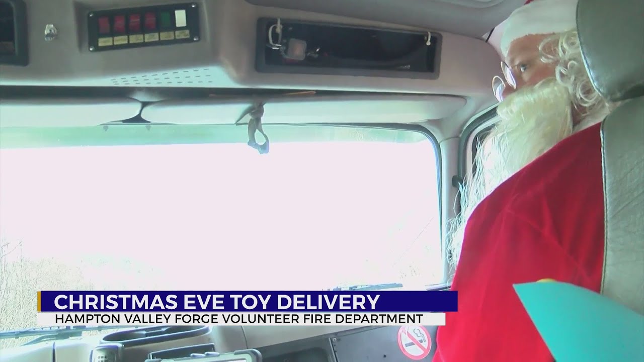 Santa teams up with Hampton Valley Forge Volunteer Fire Department to deliver toys to children