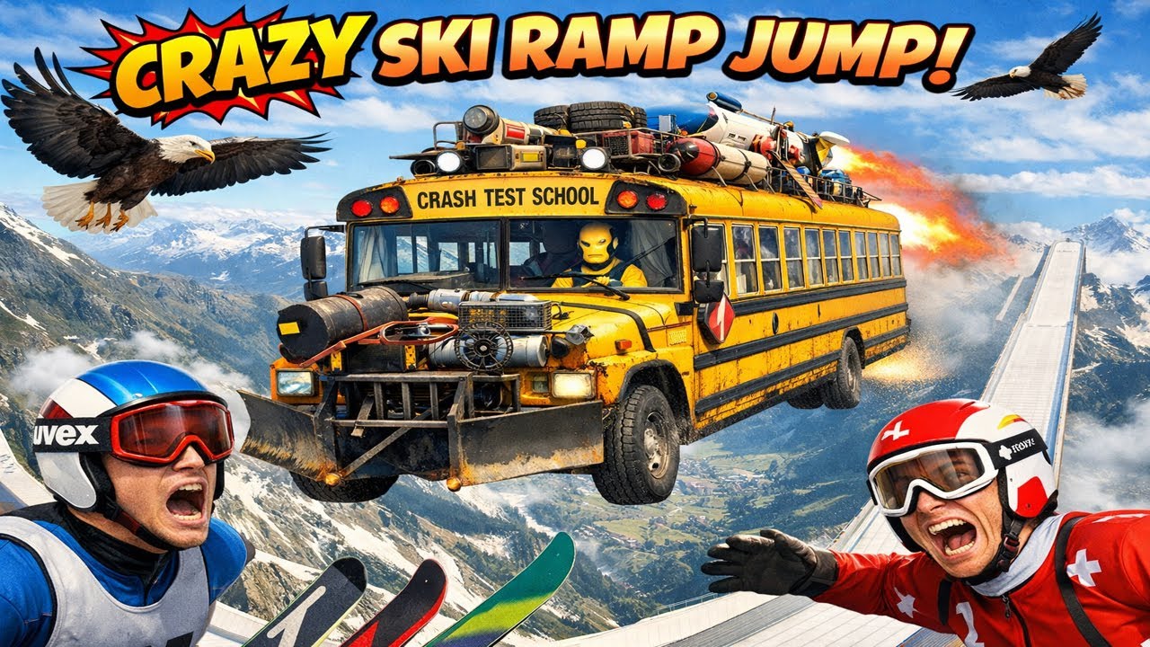“INSANE BeamNG Vehicles Go FULL LOONY Off the Giant Ski Ramp! 🤯🚗💥”