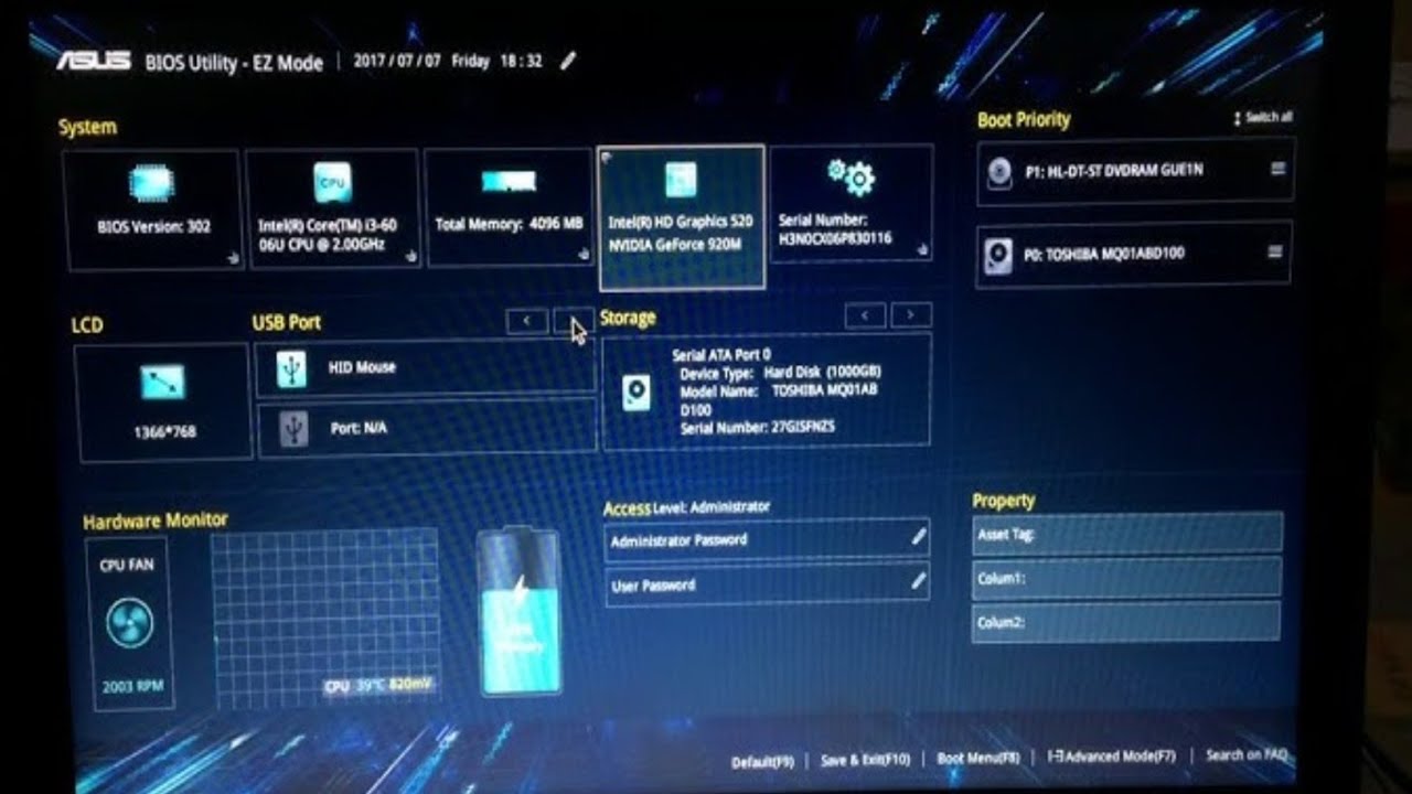 Asus Bios utility - EZ model/Asus laptop main bios setting kaise karen/how to Asus laptop bios setti