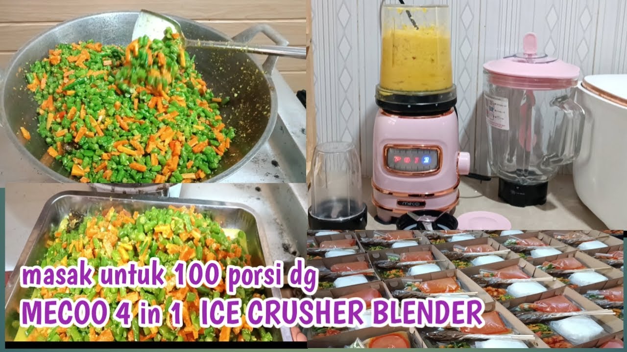 Resep tumis buncis wortel untuk 100 porsi, bumbu jadi cepat halus dg MECOO 4in1 ICE CRUSHER BLENDER